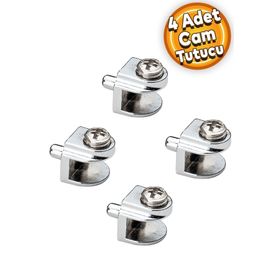 Badem10 4 Adet Cam Raf Tutucu Metal Cam Etejer Pimli Krom Metal Vidalı