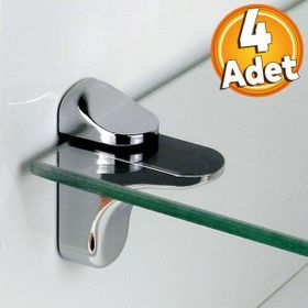 Badem10 4 Adet Pelikan Ayarlanabilir Cam Etejeri Metal Vidalı Krom Etajer Cam Tutucu Ahşap Raf Tutucu