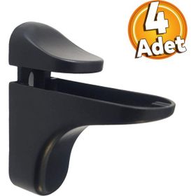 Badem10 4 Adet Pelikan Etajer Ahşap Raf Tutucu Cam Etejeri Metal Vidalı Siyah Cam Tutucu