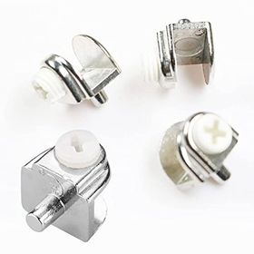 Badem10 4 Adet Raf Ahşap Cam Etejer Metal Pimli Krom Plastik Vidalı Cam Tutucu