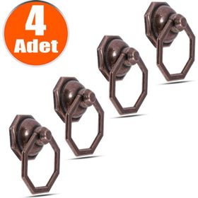Badem10 4 Adet Sekizgen Metal Antik Halka Sarkaç Dolap Çekmece Kulbu