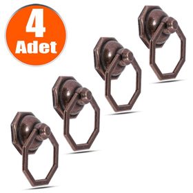 Badem10 4 Adet Sekizgen Metal Antik Halka Sarkaç Dolap Çekmece Kulbu