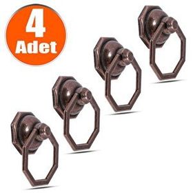Badem10 4 Adet Sekizgen Metal Antik Halka Sarkaç Dolap Çekmece Kulbu