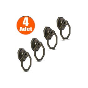 Badem10 4 Adet Sekizgen Metal Antik Halka Sarkaç Dolap Çekmece Kulbu