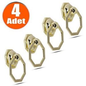 Badem10 4 Adet Sekizgen Metal Gold Halka Sarkaç Dolap Çekmece Kulbu