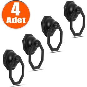 Badem10 4 Adet Sekizgen Metal Siyah Halka Sarkaç Dolap Çekmece Kulbu
