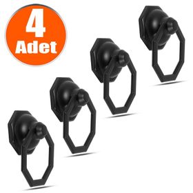Badem10 4 Adet Sekizgen Metal Siyah Halka Sarkaç Dolap Çekmece Kulbu