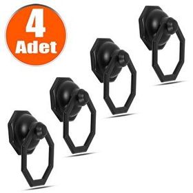Badem10 4 Adet Sekizgen Metal Siyah Halka Sarkaç Dolap Çekmece Kulbu