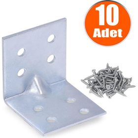 Badem10 40x40x40 mm 10 Adet Mobilya Dolap Köşe Bağlantı Sabitleme L Demir Gönye