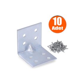 Badem10 40x40x40 mm 10 Adet Mobilya Dolap Köşe Bağlantı Sabitleme L Demir Gönye