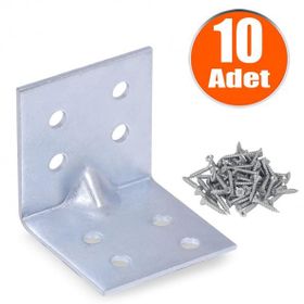 Badem10 40x40x40 mm 10 Adet Mobilya Dolap Köşe Bağlantı Sabitleme L Demir Gönye