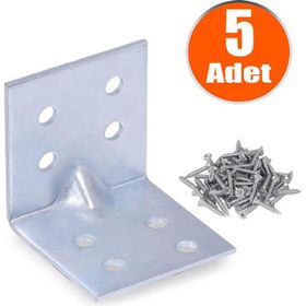 Badem10 40x40x40 mm 5 Adet Mobilya Dolap Köşe Bağlantı Sabitleme L Demir Gönye