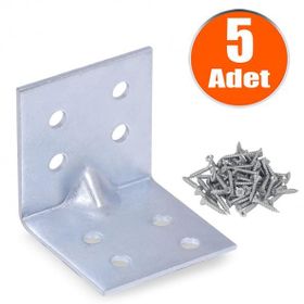 Badem10 40x40x40 mm 5 Adet Mobilya Dolap Köşe Bağlantı Sabitleme L Demir Gönye