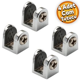 Badem10 4x8 mm Krom Metal Vidalı Tırnak Metal Cam Raf Tutucu Cam Etejer Menteşesi