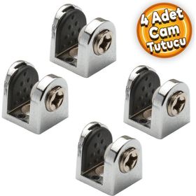 Badem10 4x8 mm Krom Metal Vidalı Tırnak Metal Cam Raf Tutucu Cam Etejer Menteşesi