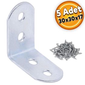 Badem10 5 Adet 30x30x17 mm Mobilya Köşe Bağlantı Sabitleme L Demir Köşebent Gönye