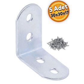 Badem10 5 Adet 30x30x17 mm Mobilya Köşe Bağlantı Sabitleme L Demir Köşebent Gönye