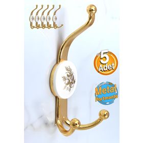 Badem10 5 Adet Gold Altın Portmanto Vestiyer Kapı ve Duvar Askısı