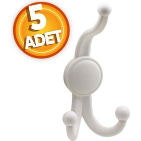 Badem10 5 Adet Karataş Sert Plastik Beyaz Askılık Portmanto Vestiyer Banyo Dolap Elbise Askısı