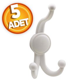 Badem10 5 Adet Karataş Sert Plastik Beyaz Askılık Portmanto Vestiyer Banyo Dolap Elbise Askısı