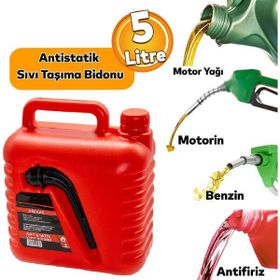 Badem10 5 lt Plastik Boşaltma Borulu Antistatik Benzin Bidonu