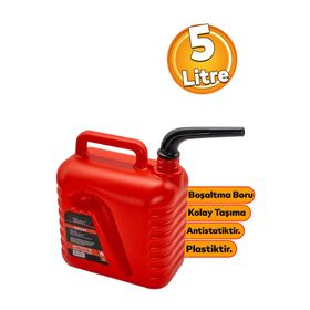 Badem10 5 lt Plastik Boşaltma Borulu Antistatik Benzin Bidonu
