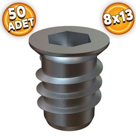 Badem10 50 Adet 8x13 M6 Çinko Metal Dübel
