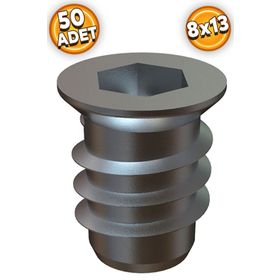 Badem10 50 Adet 8x13 M6 Çinko Metal Dübel