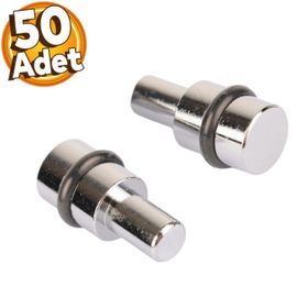Badem10 50 Adet Raf Pimi Contalı Cam Ahşap Metal Tutucu Çivisi Mobilya Metal Dolap Pimi