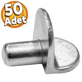 Badem10 50 Adet Raf Pimi Düz Nikel Cam Ahşap Metal Raf Tutucu Çivisi Mobilya Metal Dolap Pimi