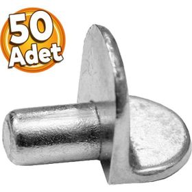 Badem10 50 Adet Raf Pimi Düz Nikel Cam Ahşap Metal Raf Tutucu Çivisi Mobilya Metal Dolap Pimi