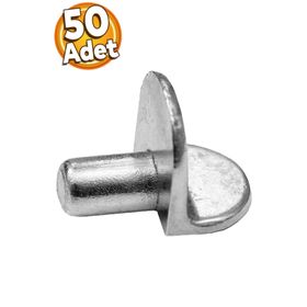 Badem10 50 Adet Raf Pimi Düz Nikel Cam Ahşap Metal Raf Tutucu Çivisi Mobilya Metal Dolap Pimi