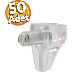 Badem10 50 Adet Raf Pimi Şeffaf Cam Ahşap Metal Raf Tutucu Çivisi Mobilya Dolap Pimi