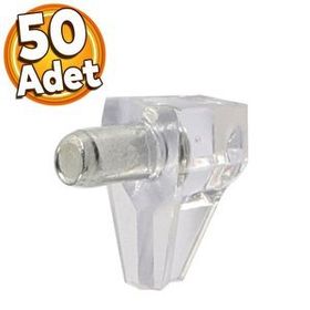 Badem10 50 Adet Raf Pimi Şeffaf Cam Ahşap Metal Raf Tutucu Çivisi Mobilya Dolap Pimi