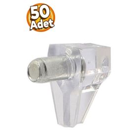 Badem10 50 Adet Raf Pimi Şeffaf Cam Ahşap Metal Raf Tutucu Çivisi Mobilya Dolap Pimi