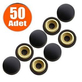 Badem10 50x15 mm Dekoratif Vida Kapağı Kapatıcı Mat Siyah Metal Vida Tapası