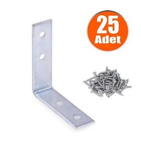 Badem10 55X55X15 mm 25 Adet Mobilya Dolap Köşe Bağlantı Sabitleme L Demir Gönye