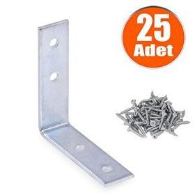 Badem10 55X55X15 mm 25 Adet Mobilya Dolap Köşe Bağlantı Sabitleme L Demir Gönye