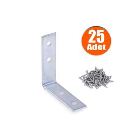 Badem10 55X55X15 mm 25 Adet Mobilya Dolap Köşe Bağlantı Sabitleme L Demir Gönye