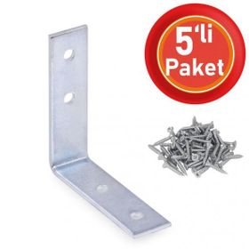 Badem10 55x55x15 mm 5 Adet Mobilya Dolap Köşe Bağlantı Sabitleme L Demir Gönye