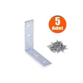 Badem10 55x55x15 mm 5 Adet Mobilya Dolap Köşe Bağlantı Sabitleme L Demir Gönye