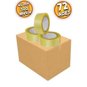 Badem10 72 Adet 45 mm 100 mt Şeffaf Güçlü Yapışkanlı Kopmayan Koli Bandı