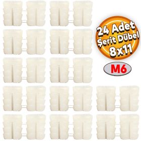 Badem10 8x11 Plastik M6 24 Adet Şerit Dübel