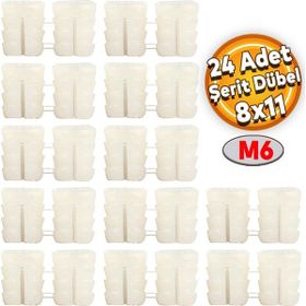 Badem10 8x11 Plastik M6 24 Adet Şerit Dübel