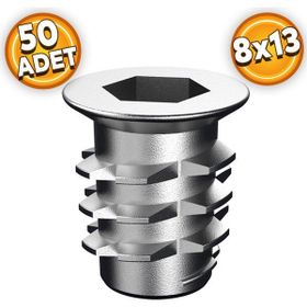 Badem10 8x13 M6 Çinko 50 Adet Metal Euro Dübel