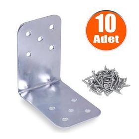 Badem10 90x90x60 mm 10 Adet Mobilya Dolap Köşe Bağlantı Sabitleme L Demir Gönye