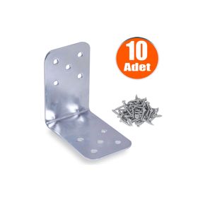 Badem10 90x90x60 mm 10 Adet Mobilya Dolap Köşe Bağlantı Sabitleme L Demir Gönye