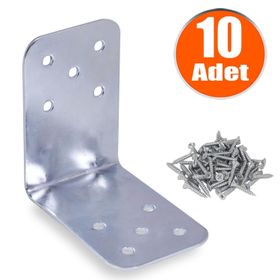 Badem10 90x90x60 mm 10 Adet Mobilya Dolap Köşe Bağlantı Sabitleme L Demir Gönye