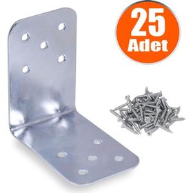Badem10 90x90x60 mm 25 Adet Mobilya Dolap Köşe Bağlantı Sabitleme L Demir Gönye