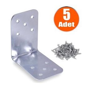 Badem10 90x90x60 mm 5 Adet Mobilya Dolap Köşe Bağlantı Sabitleme L Demir Gönye